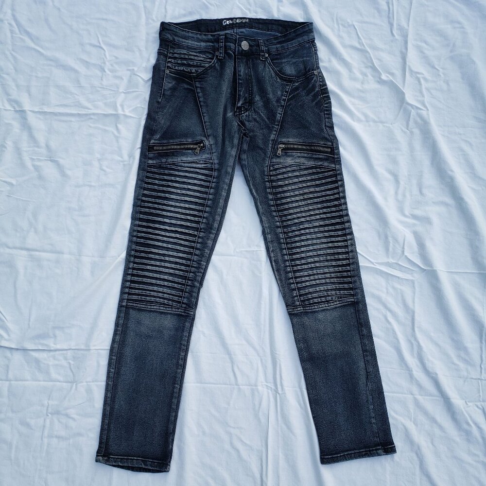 Carbon Men's Black Ribbed Jeans - Size 30W 30L